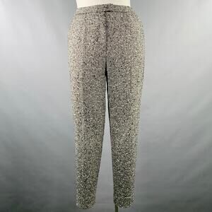 ESCADA Size 12 Black White Wool Blend Tweed Zip Fly Dress Pants